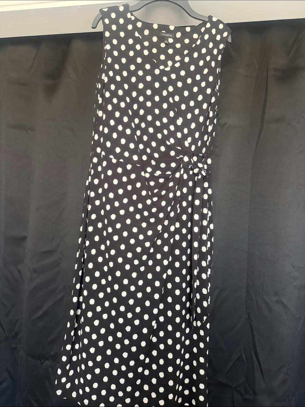 Talbots Black and White Polka Dot Maxi Skirt with Tie Waist